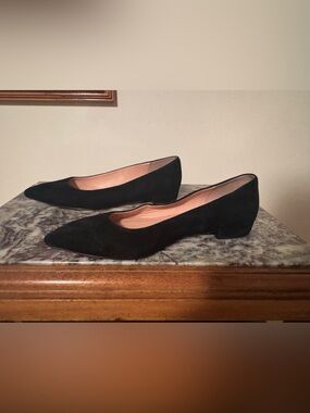 J. Crew Black Pointed-Toe Suede Flats